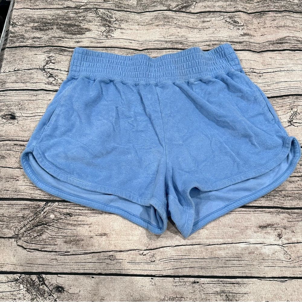 Abercrombie & Fitch Blue Terry Cloth High Waist Lounge Shorts Size Large